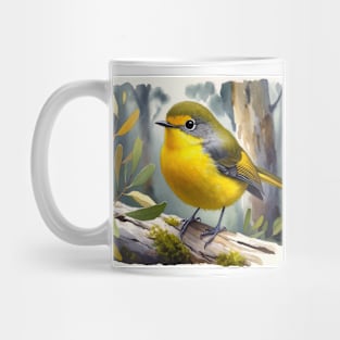 Colorful Eastern Yellow Robin - Watercolor Bird Mug